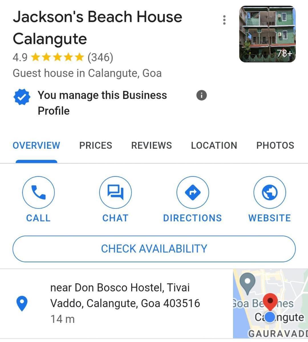 Jackson'S Beach House Calangute Aparthotel Exteriör bild